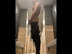 Masturbating my cock in a public gym )