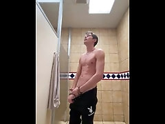 Solo guy gets too horny and stops by a restroom