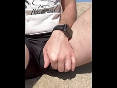 Flashing my cock in the public beach.