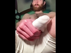 Jerking my cock in my underwear.